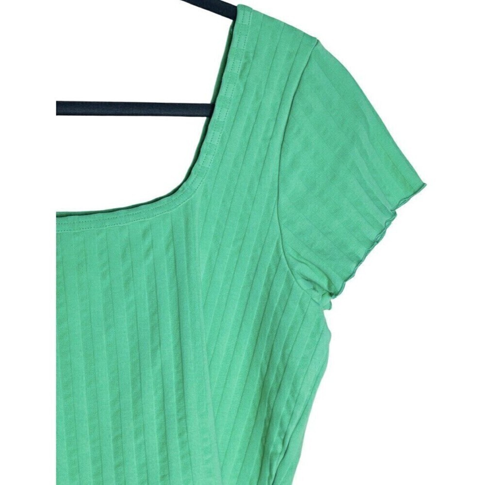 Aerie OFFLINE Women’s size XXL Green Cropped Top Short Sleeve Square Neck - Picture 3 of 6